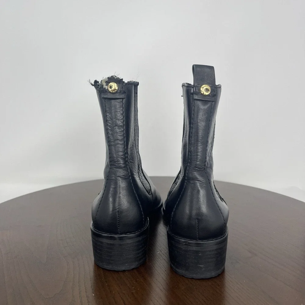 Michael Kors Ankle Boots Women's 6.5M Black Leather Booties Chelsea pull Up Moto